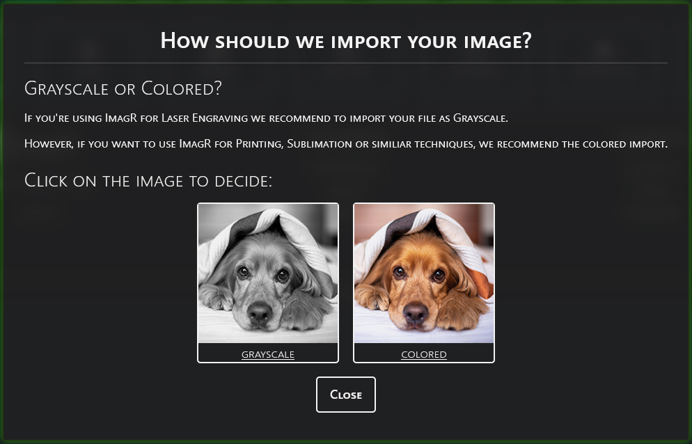 Color and grayscale uploads